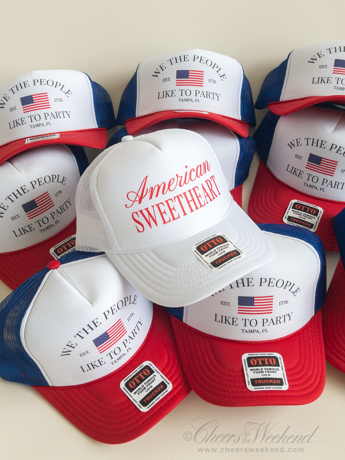 Patriotic Bachelorette Tracker Hats, 4th of Juy Bach Hats