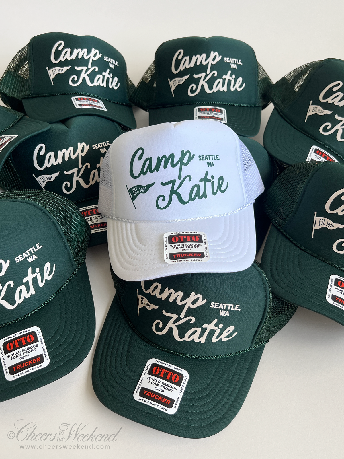 Custom Camp Bachelorette Hat, Camp Name Camp Flag Trucker Hat