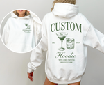 Custom Cocktail Hoodie, Custom Birthday Hooded Sweathirt, Back Print Hoodie With Your Text