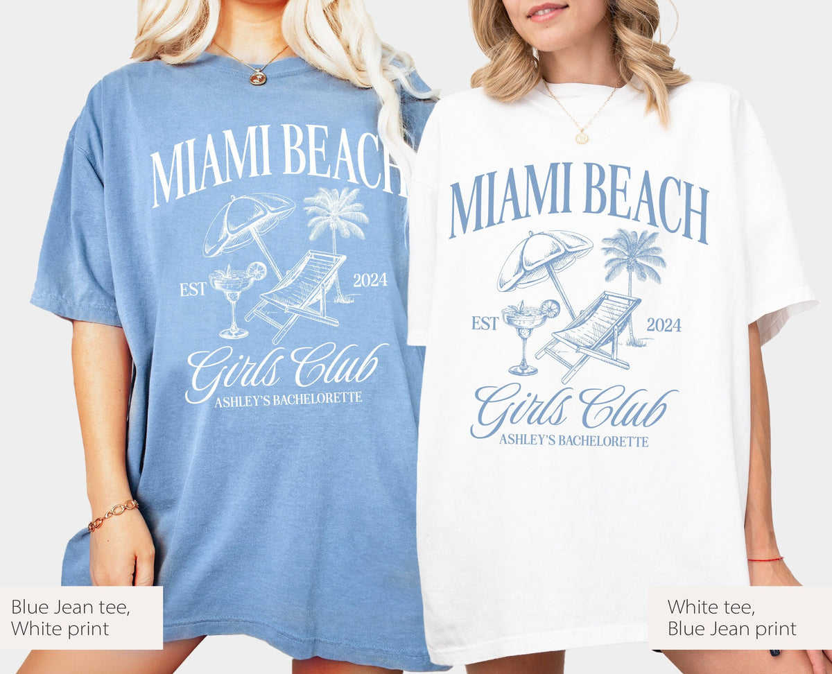 Miami Beach Girls Club Custom Tee, Miami Bachelorette Shirts, Miami Trip Tee, Custom Bachelorette Group Shirts