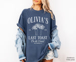 Custom Name Last Toast on the Coast Shirt, Personalized Bachelorette Shirt, Custom Name Bachelorette Shirt, Beach Girls Trip Shirt