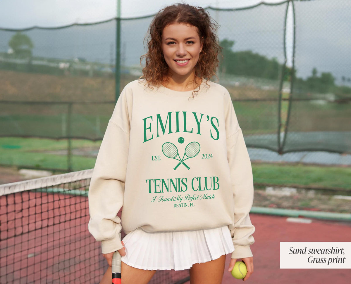 Custom Tennis Club Sweatshirt: Personalized Bachelorette Gift
