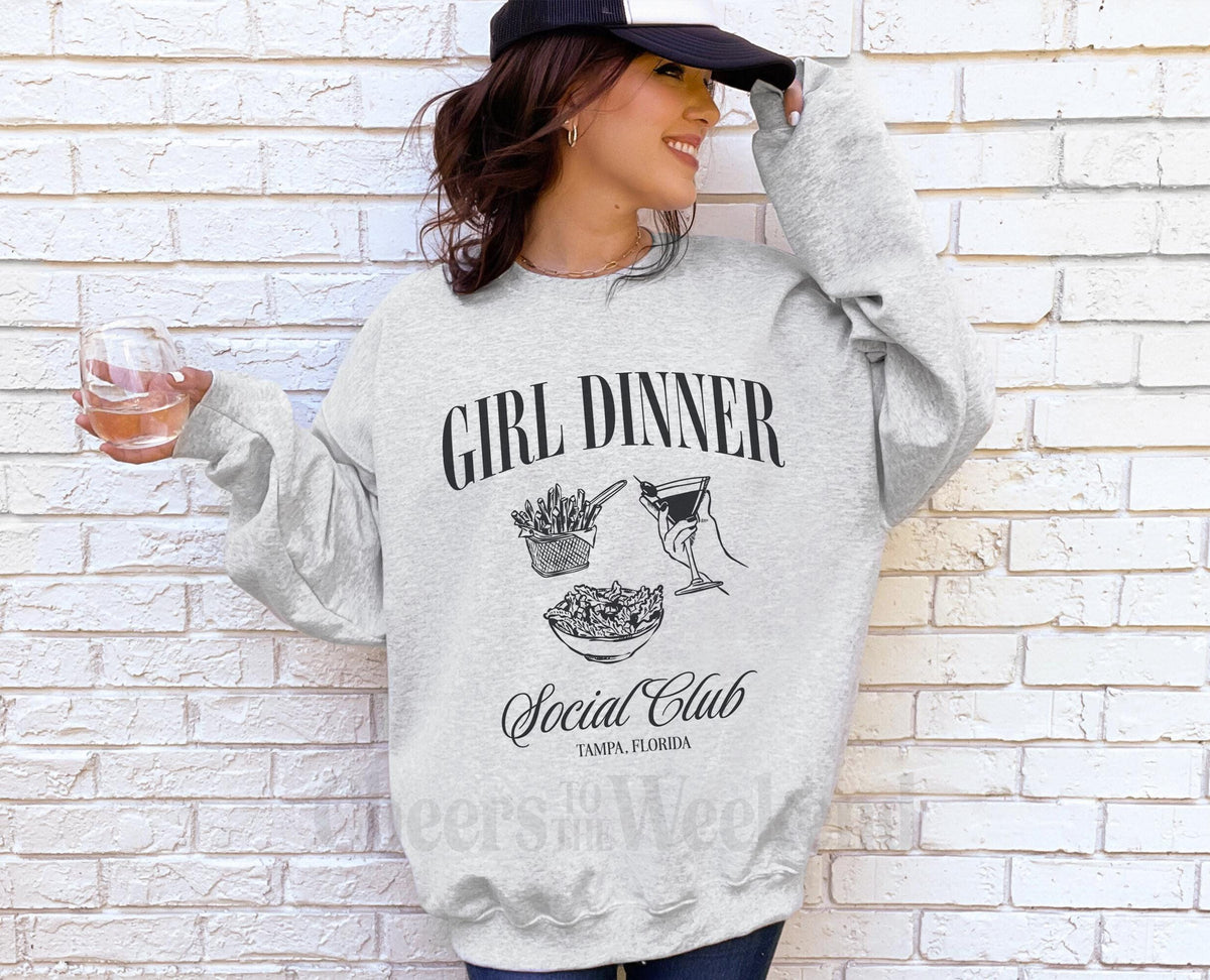 Girl Dinner Social Club Sweatshirt, Dinner Club Custom Sweatshirt, Girls Club Sweatshirt, Supper Club Sweatshirt, Snacks Sweatshirt