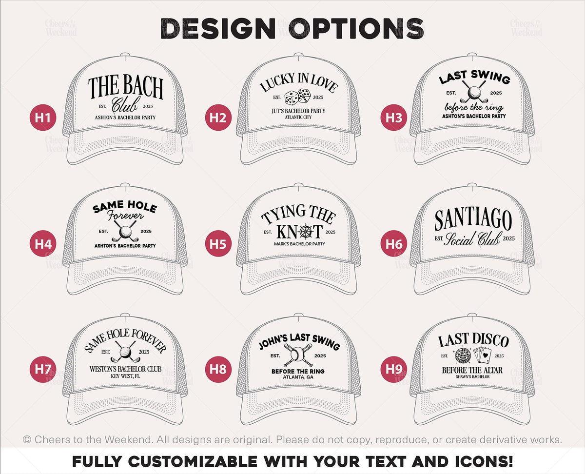 Bachelor Party Hats, Group Bachelor Trucker Hat