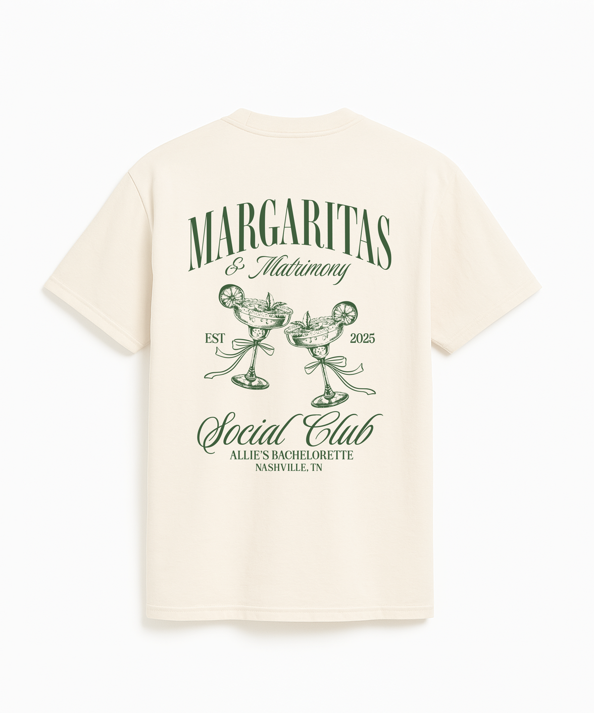 Margaritas and Matrimony Bachelorette Party Shirt, Back Print