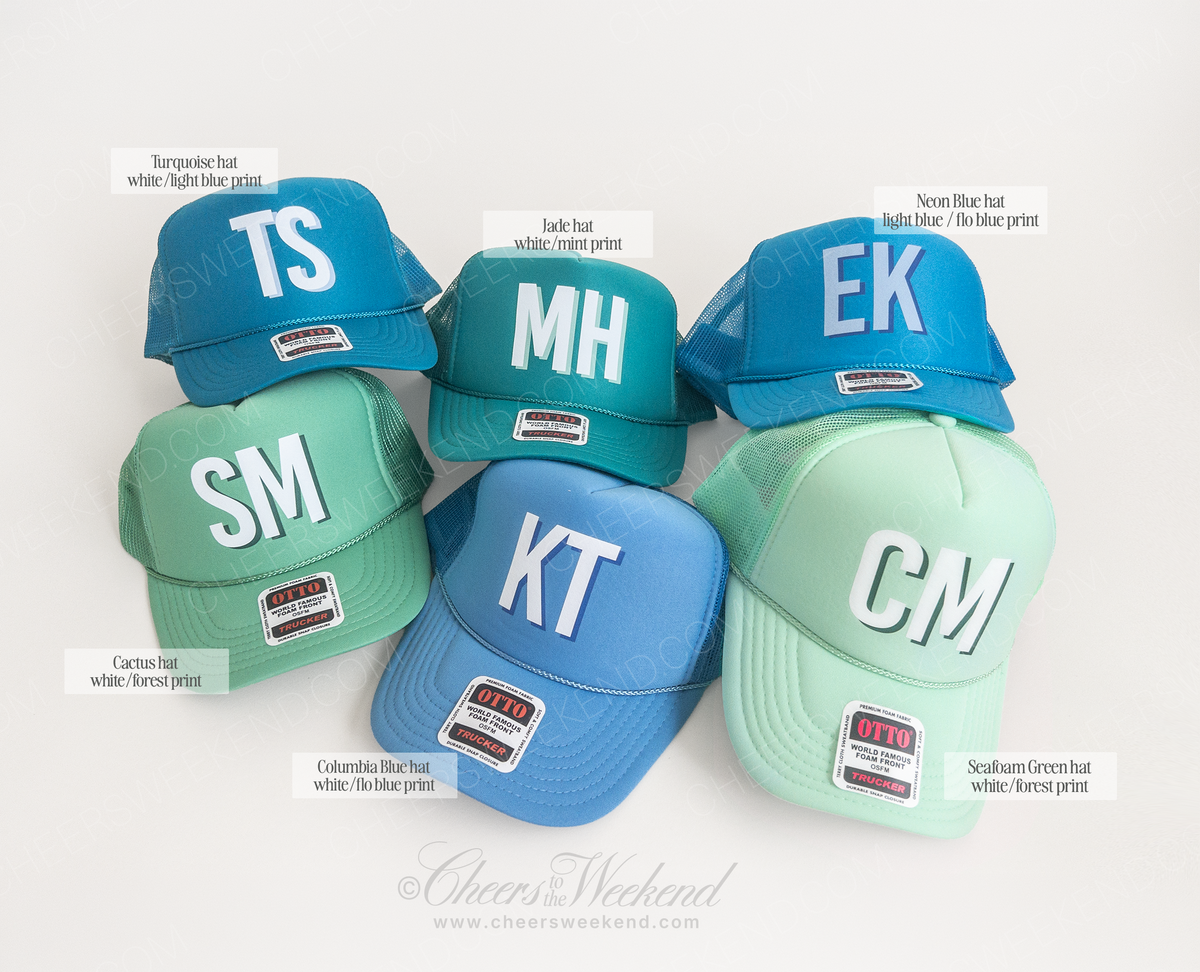 Shadow Monogram Trucker Hat, Custom Monogram Bachelorette Hats