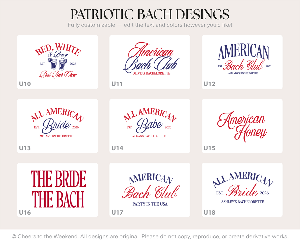 Patriotic Bachelorette Tracker Hats, 4th of Juy Bach Hats
