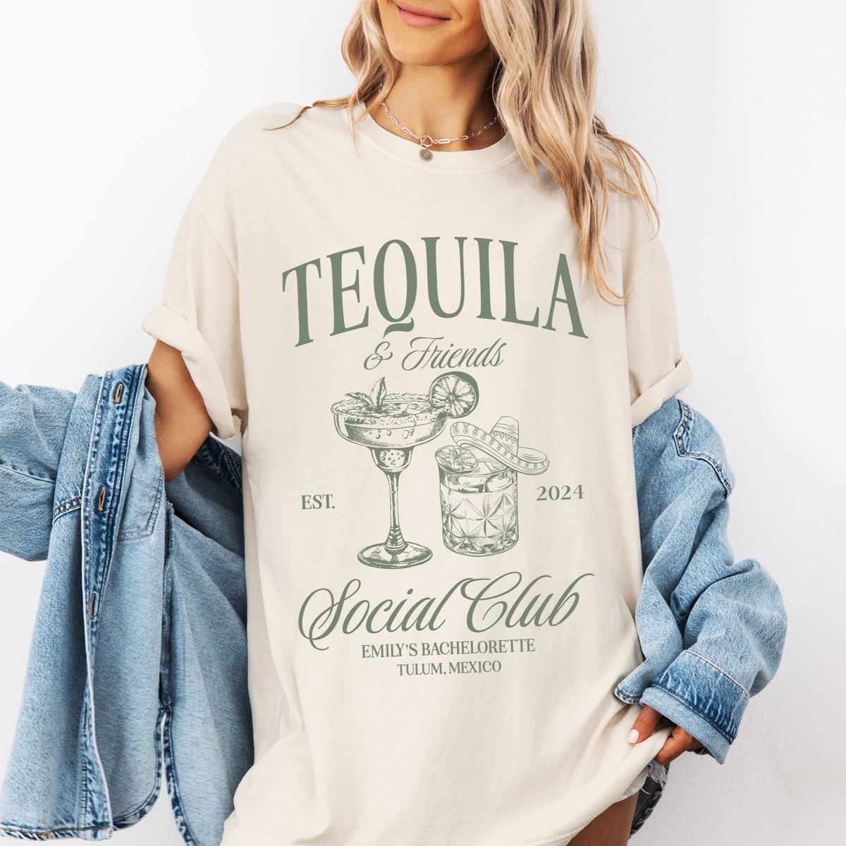 Tequila and Friends Social Club Mexico Trip Shirt, Tequila-themed Bachelorette Shirt