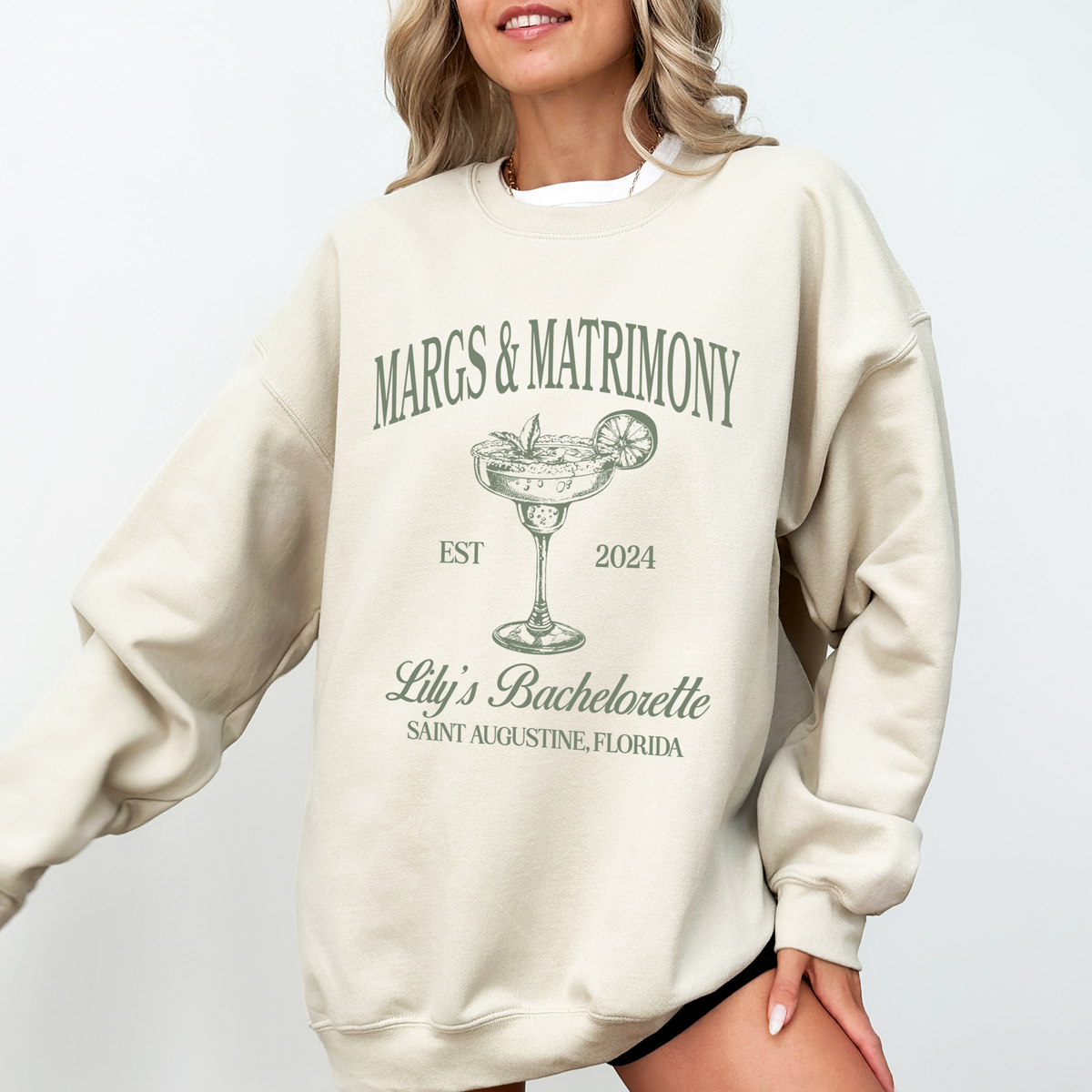 Margs and Matrimony Bachelorette Sweatshirt, Custom Margarita Coctail Sweatshirt