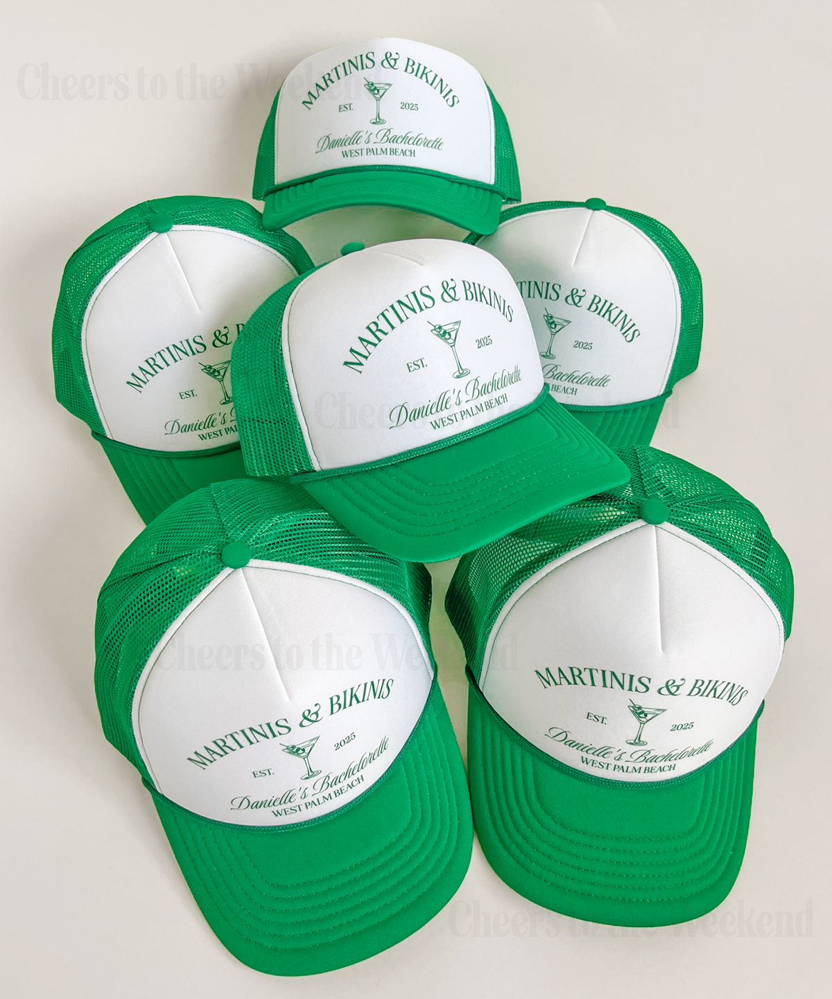 Martinis & Bikinis Custom Bachelorette Party Trucker Hat