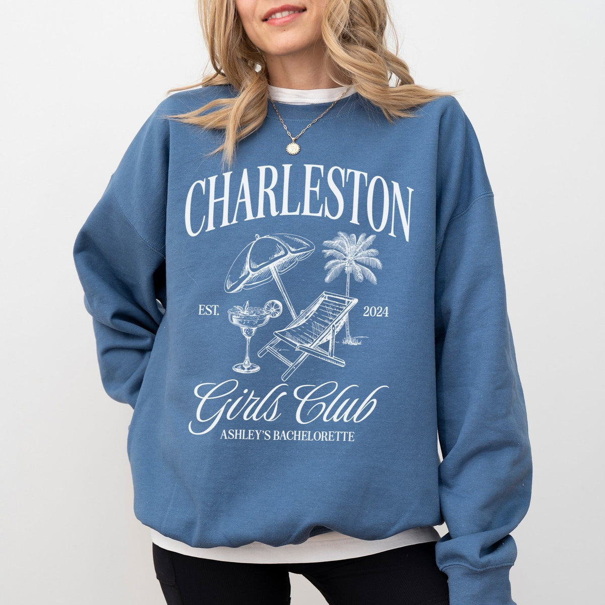 Charleston Girls Club Sweatshirt, Custom Bachelorette Logo Sweatshirt, Custom Cocktails Crewneck