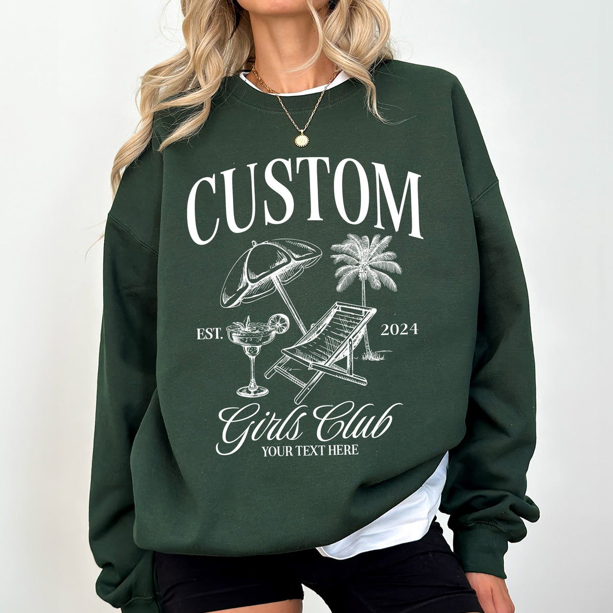 Custom Girls Club Sweatshirt, Custom Bachelorette Logo Sweatshirt, Custom Cocktails Crewneck