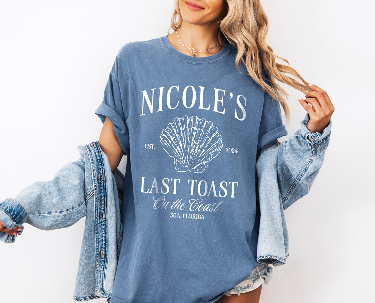 Custom Name Last Toast on the Coast Beach Bachelorette Party Shirt