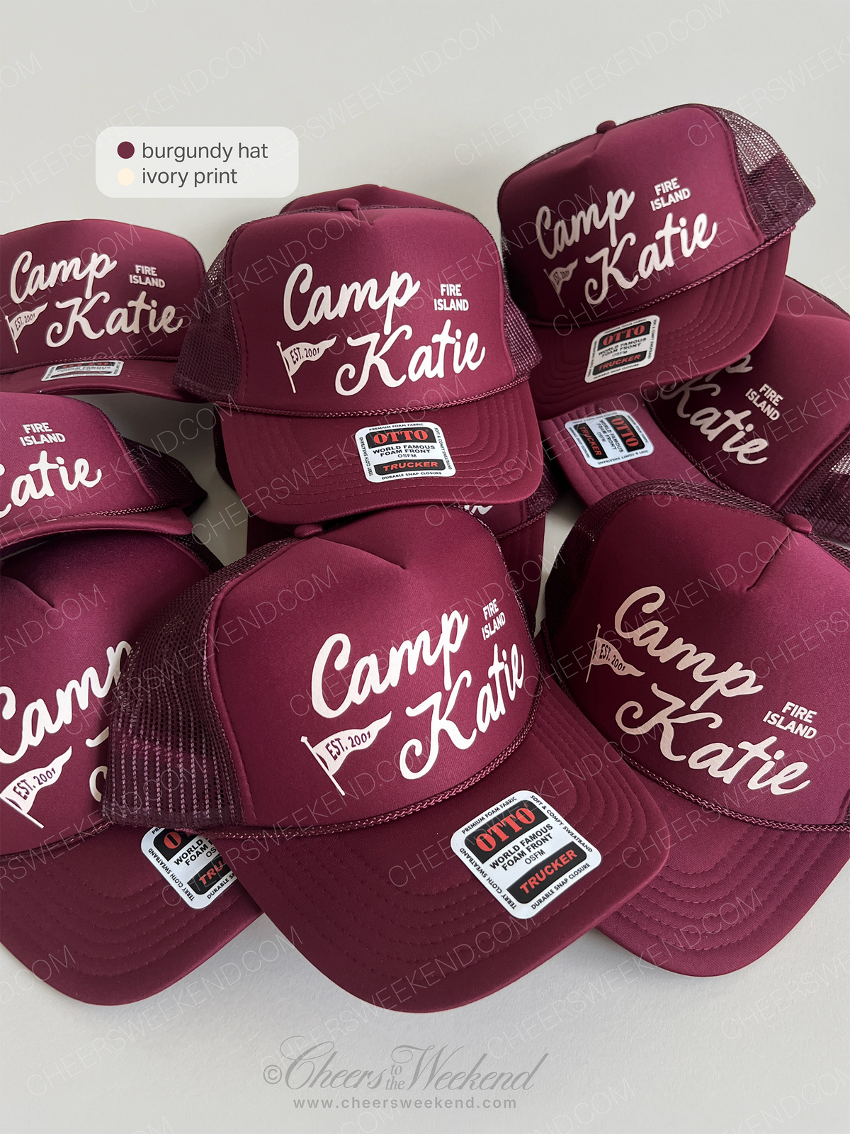 Custom Camp Bachelorette Hat, Camp Name Camp Flag Trucker Hat
