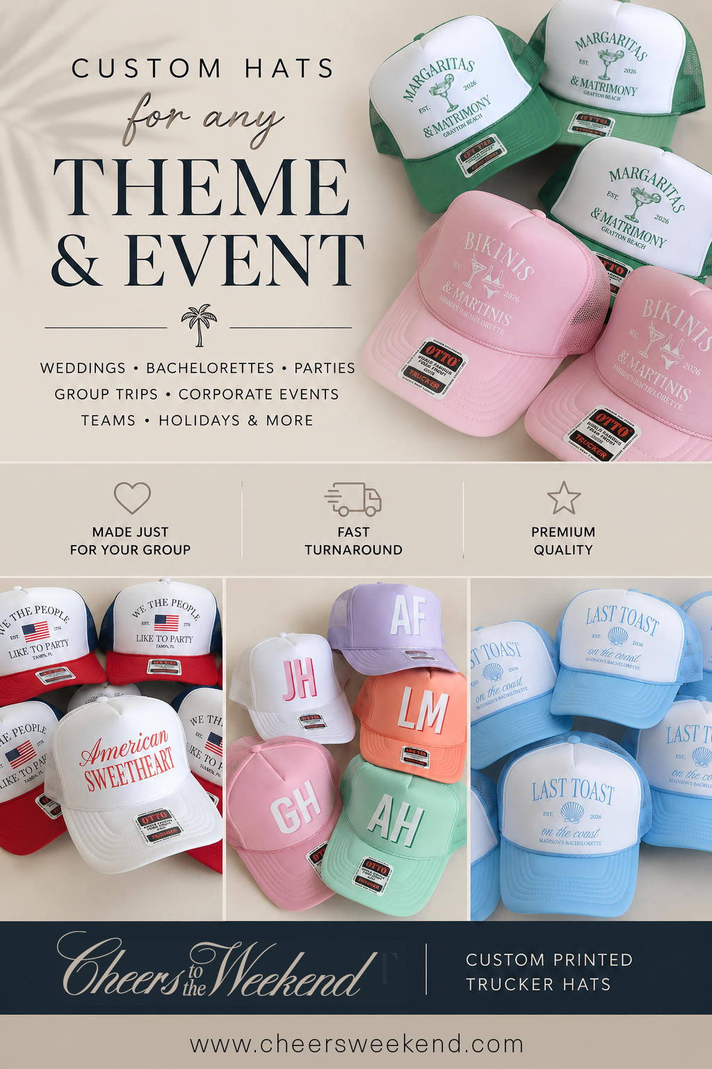 Beach Bachelorette Trucker Hats