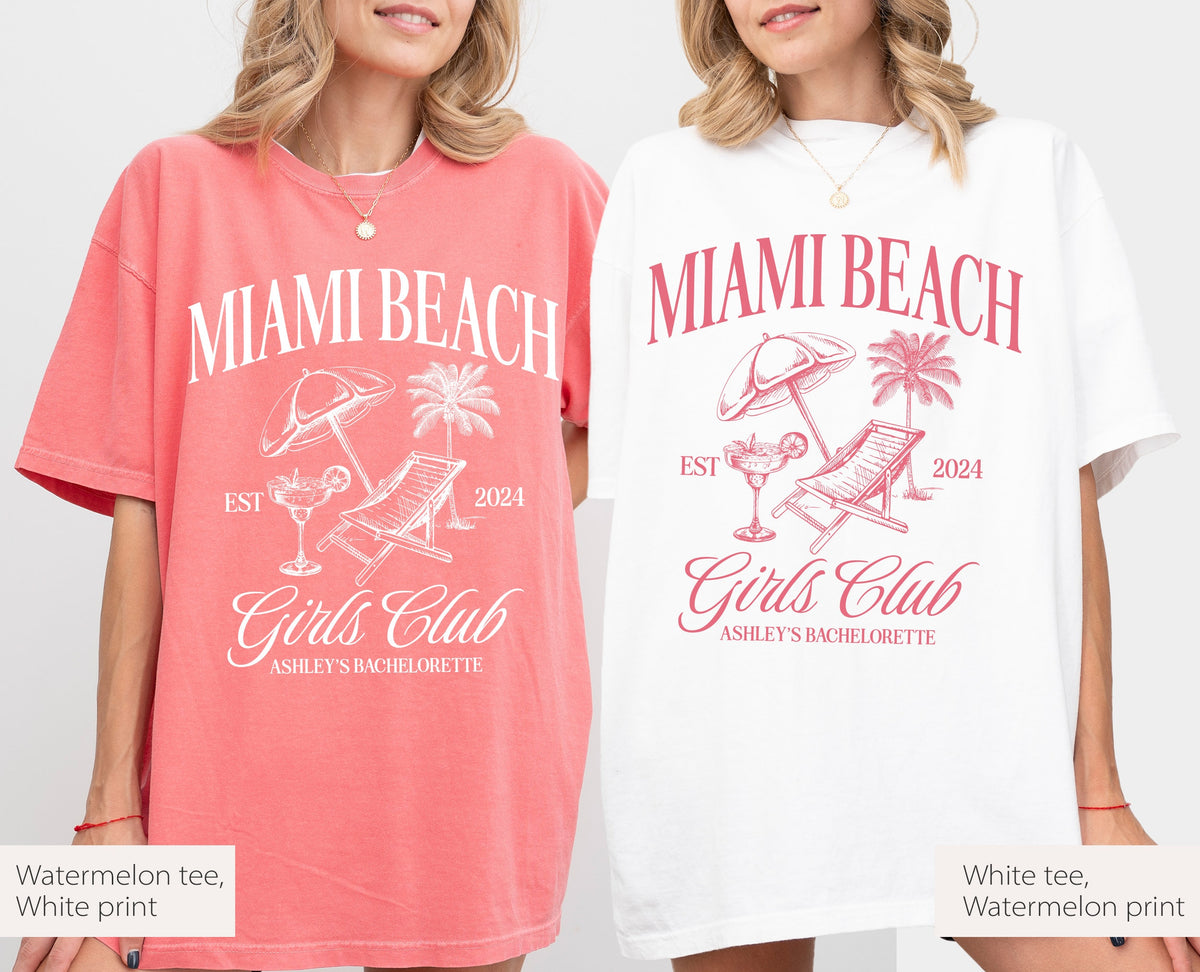 Miami Beach Girls Club Custom Tee, Miami Bachelorette Shirts, Miami Trip Tee, Custom Bachelorette Group Shirts