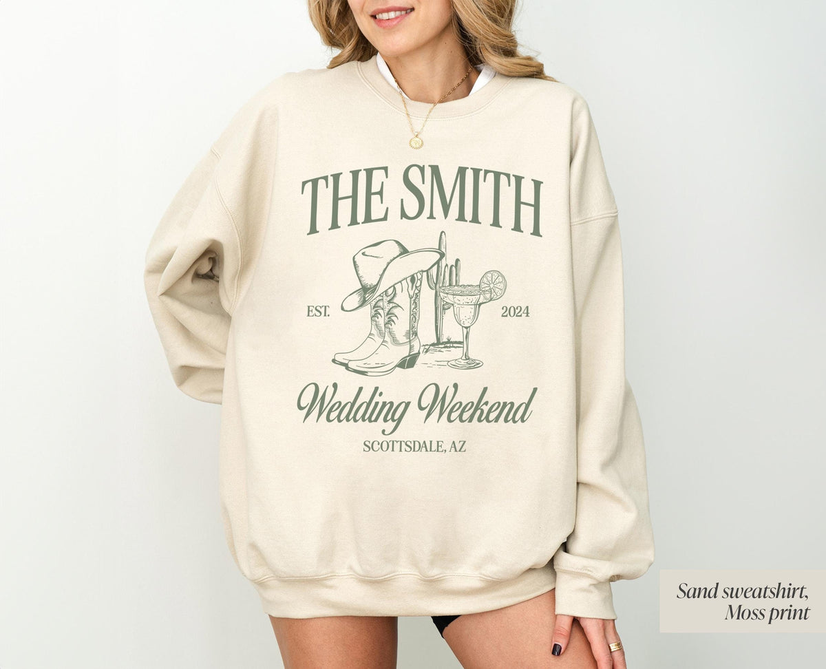 Custom Wedding Weekend Sweatshirt: Personalized Bachelorette Party Crewneck