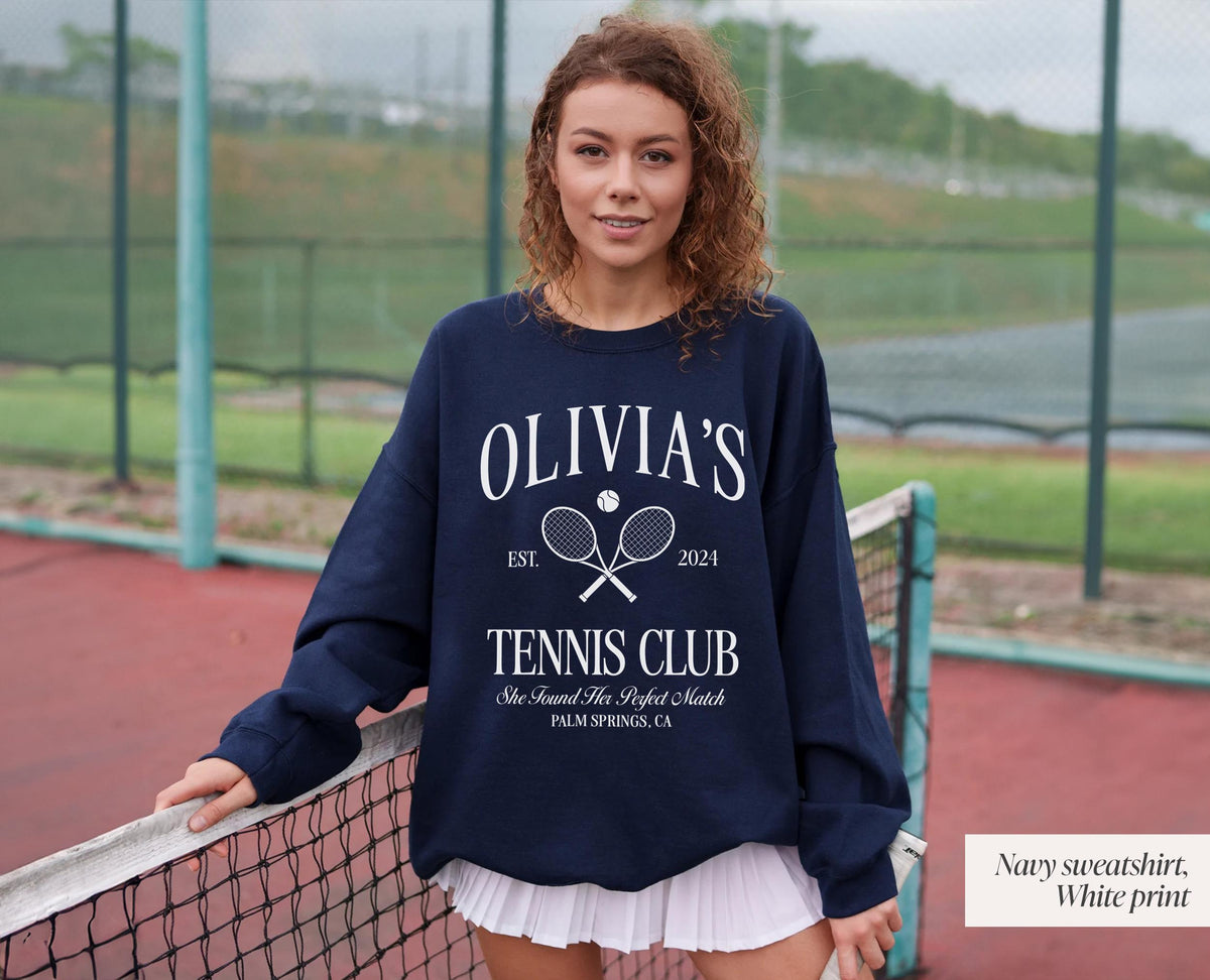 Custom Tennis Club Sweatshirt: Personalized Bachelorette Gift