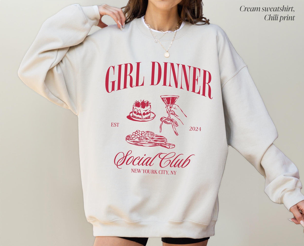 Girl Dinner Social Club Sweatshirt, Dinner Club Custom Sweatshirt, Girls Club Sweatshirt, Supper Club Sweatshirt, Snacks Sweatshirt