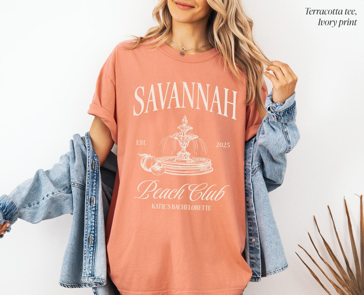 Savannah Bachelorette Party Shirt, Georgia Custom Bachelorette Shirts, Peach Club Georgia Bach, Savannah Girls Trip Shirt