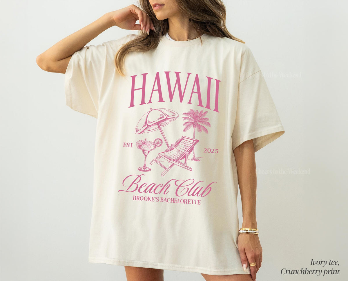 Hawaii Bachelorette Party Shirts, Personalized Bridal Shirt, Location Bridal Party Tees, Custom Beach Tropical Shirt, Hawaii Girls Trip