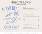 Miami Beach Girls Club Custom Tee, Miami Bachelorette Shirts, Miami Trip Tee, Custom Bachelorette Group Shirts