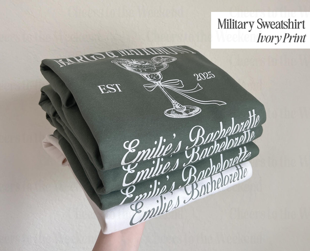 Margs and Matrimony Custom Sweatshirt, Tequila Bachelorette Sweatshirt, Coquette Margarita Bachelorette Crewneck, Bow Margarita Sweatshirt