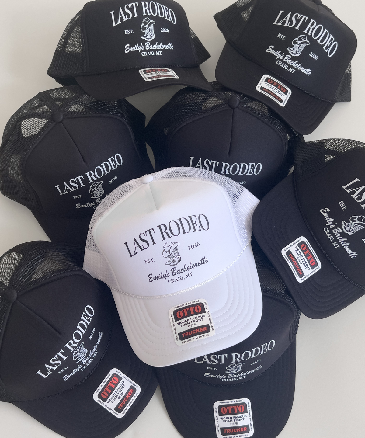 Last Rodeo Cowgirl Bachelorette Group Trucker Hats