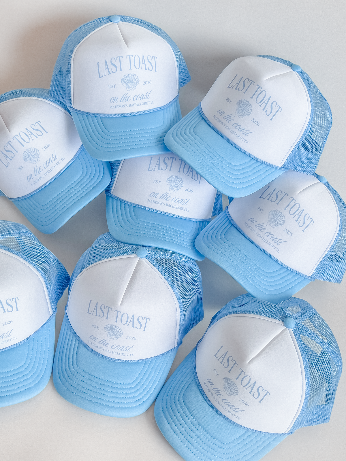 Last Toast on the Coast Beach Bachelorette Trucker Hat
