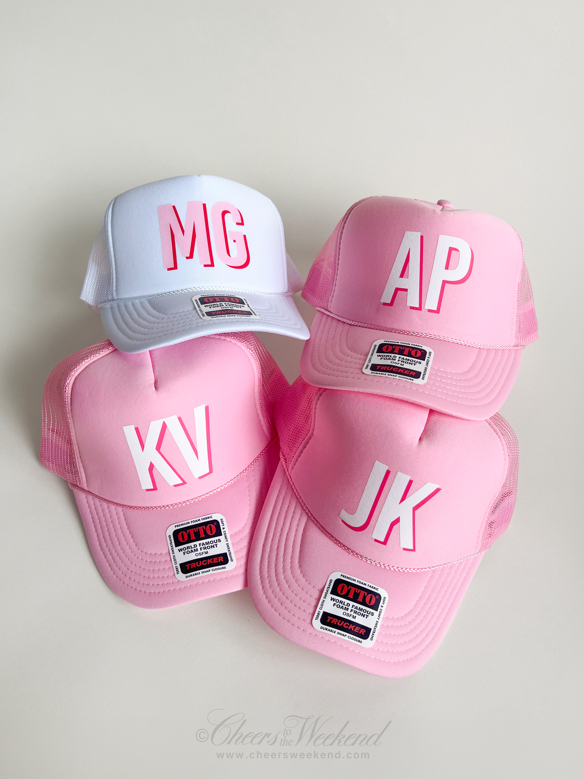 Custom Monogram Trucker Hat, Custom Initials Bachelorette Hats