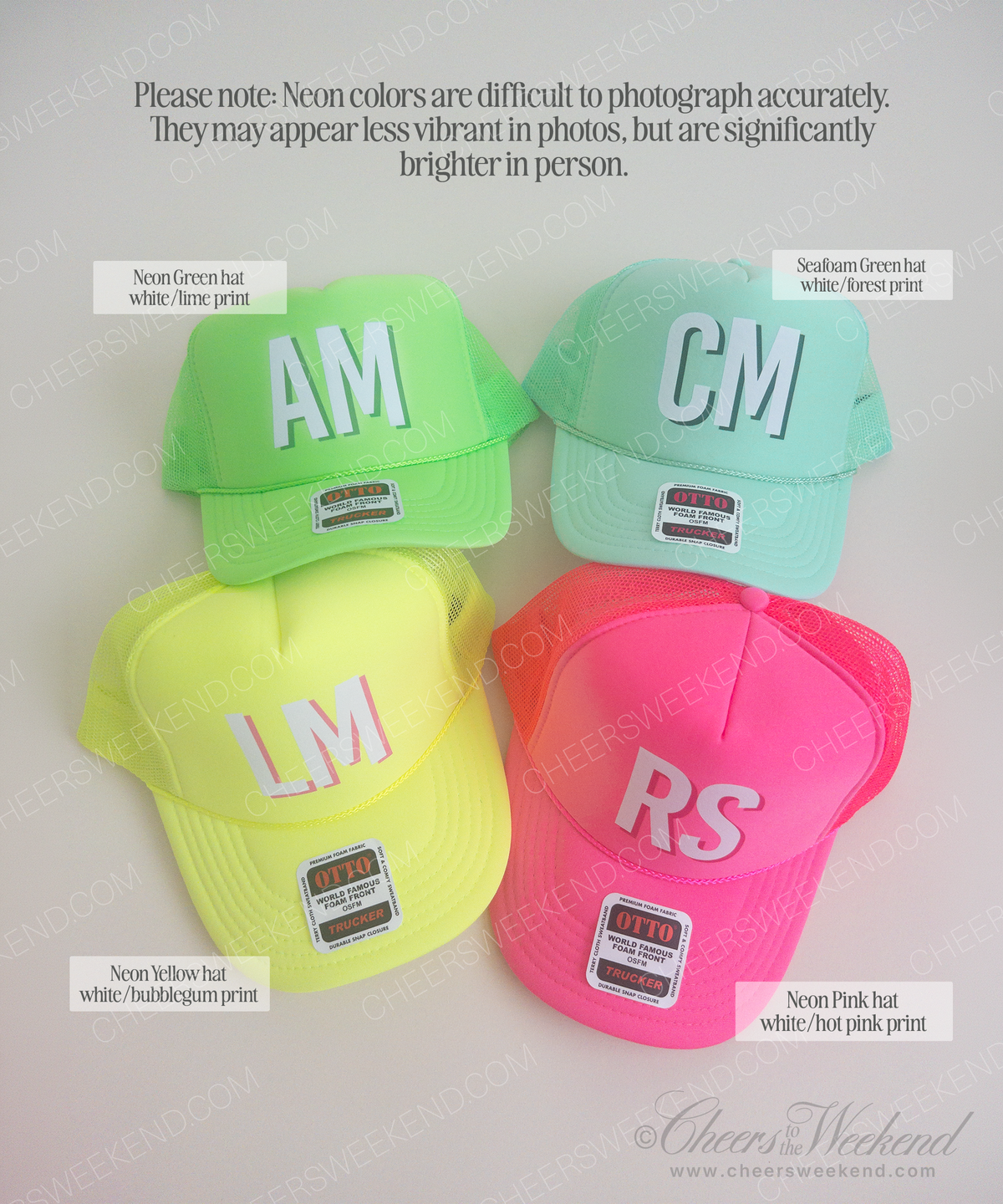 Shadow Monogram Trucker Hat, Custom Monogram Bachelorette Hats