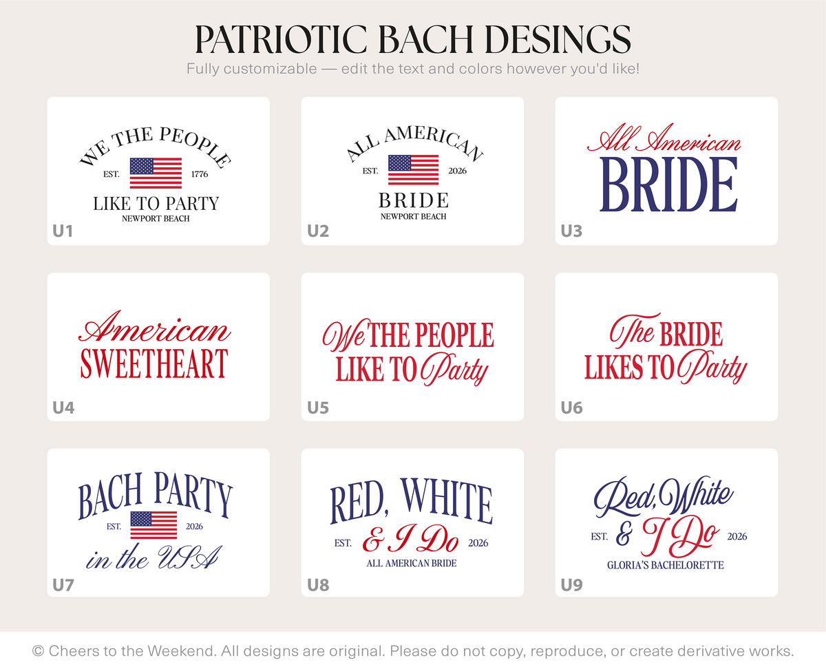 Patriotic Bachelorette Tracker Hats, 4th of Juy Bach Hats