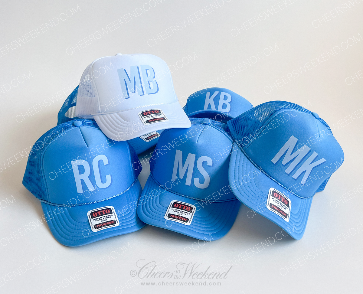 Shadow Monogram Trucker Hat, Custom Monogram Bachelorette Hats